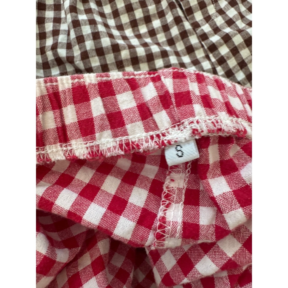 Anrabess Womens Gingham Shorts Set 2 Red Brown Checkered Rayon Small - Picture 6 of 9
